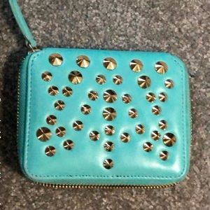 Vintage Be&D New York Turquoise Studded Leather Wallet